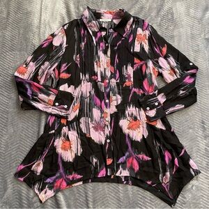 Orientique Australia Blouse Medium Wearable Art Sharkbite Tunic